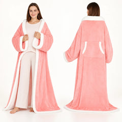 Denvale Wearable Heated Blanket in Pink, front and back